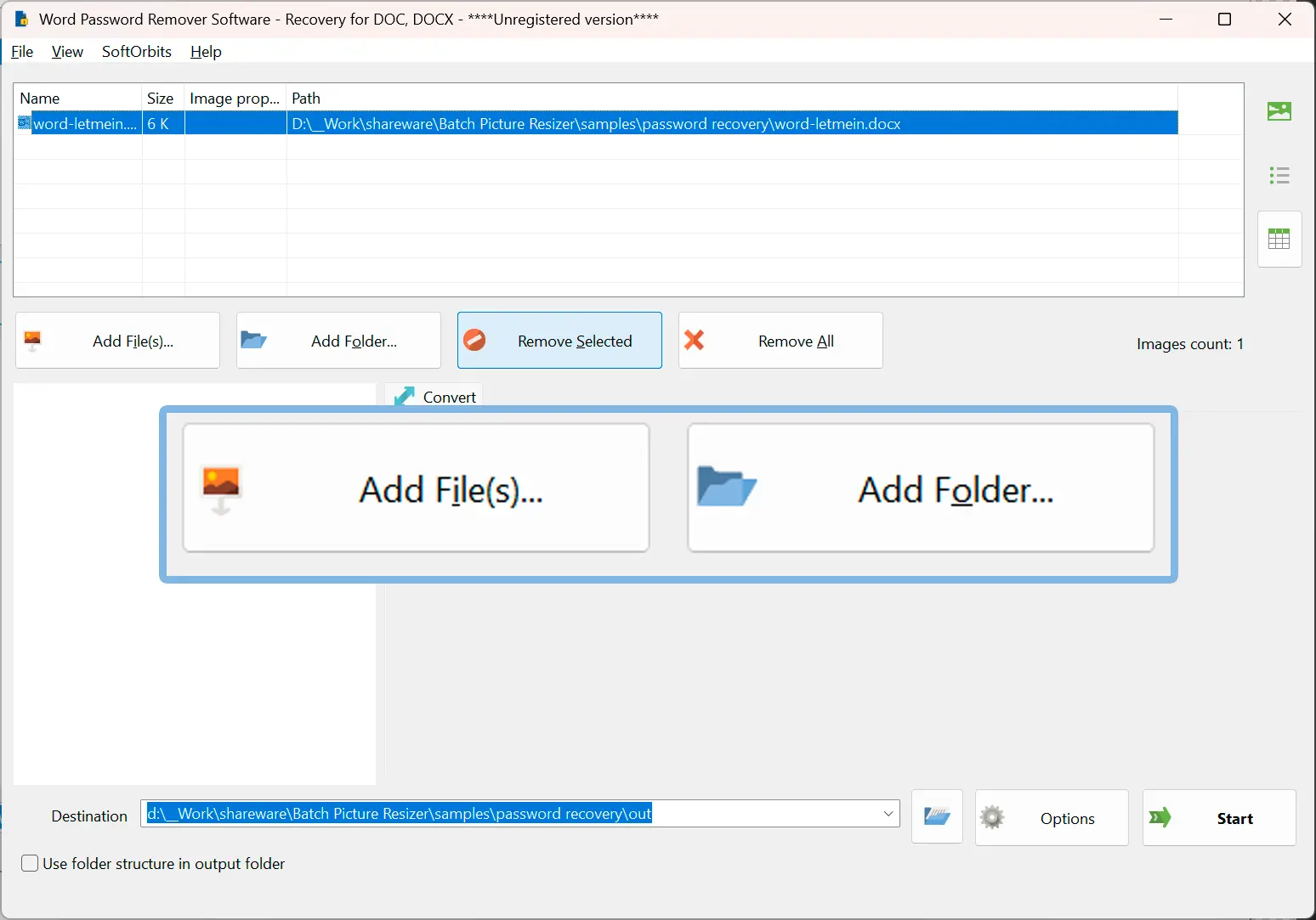 Añada sus archivos de Word.