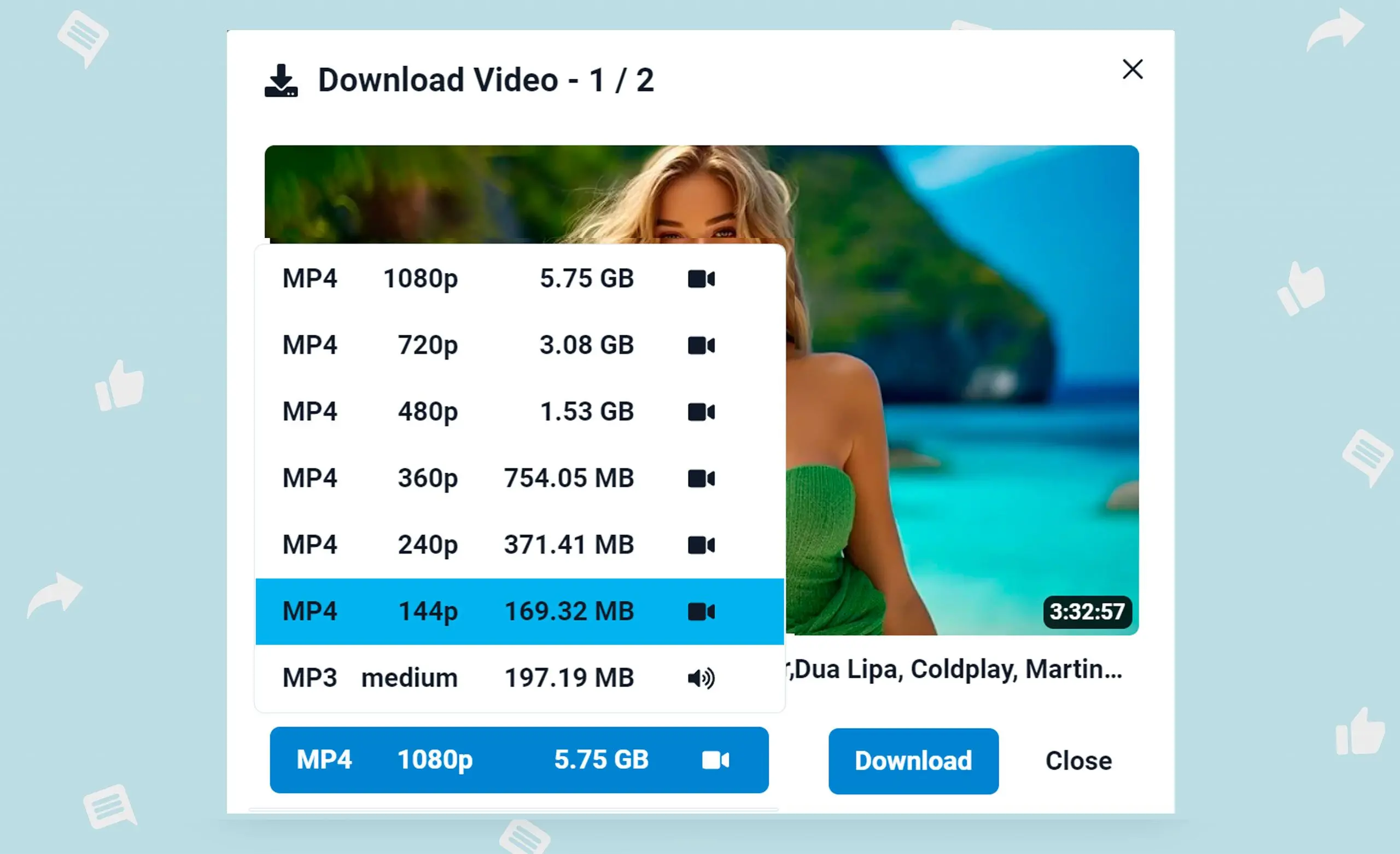 Selección flexible de formato de video y audio.
