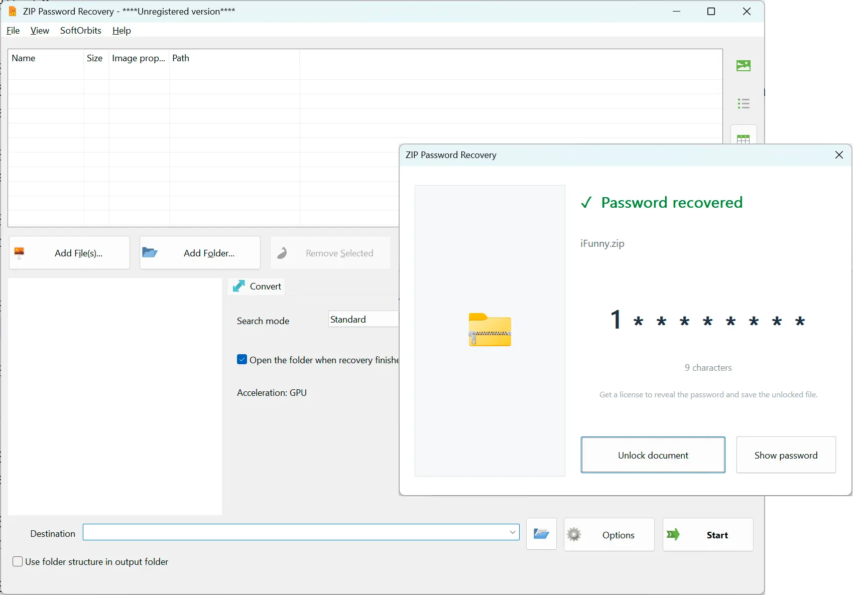 ZIP Password Recovery Capturas de pantalla.